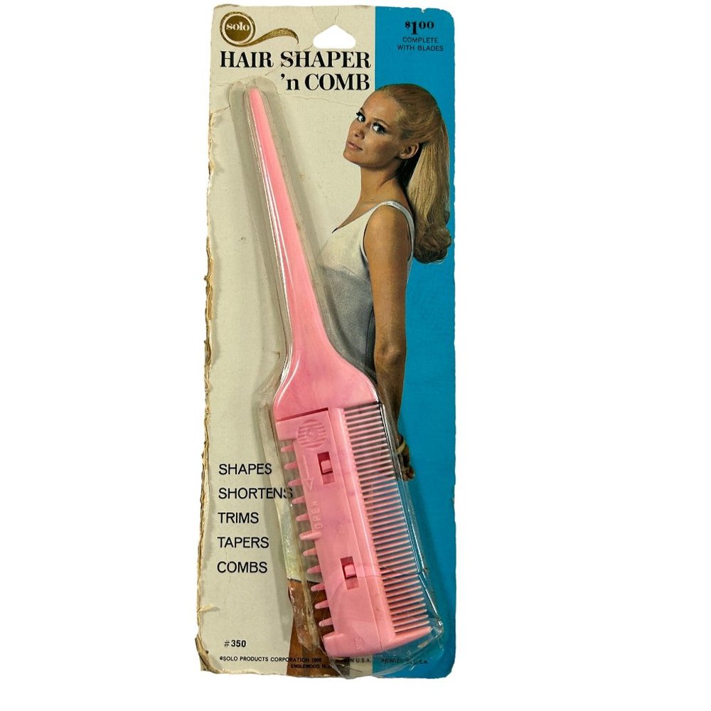 Vintage Solo Hair Shaper N Comb Trimmer Taper Comb Pink NO Blades Open Package